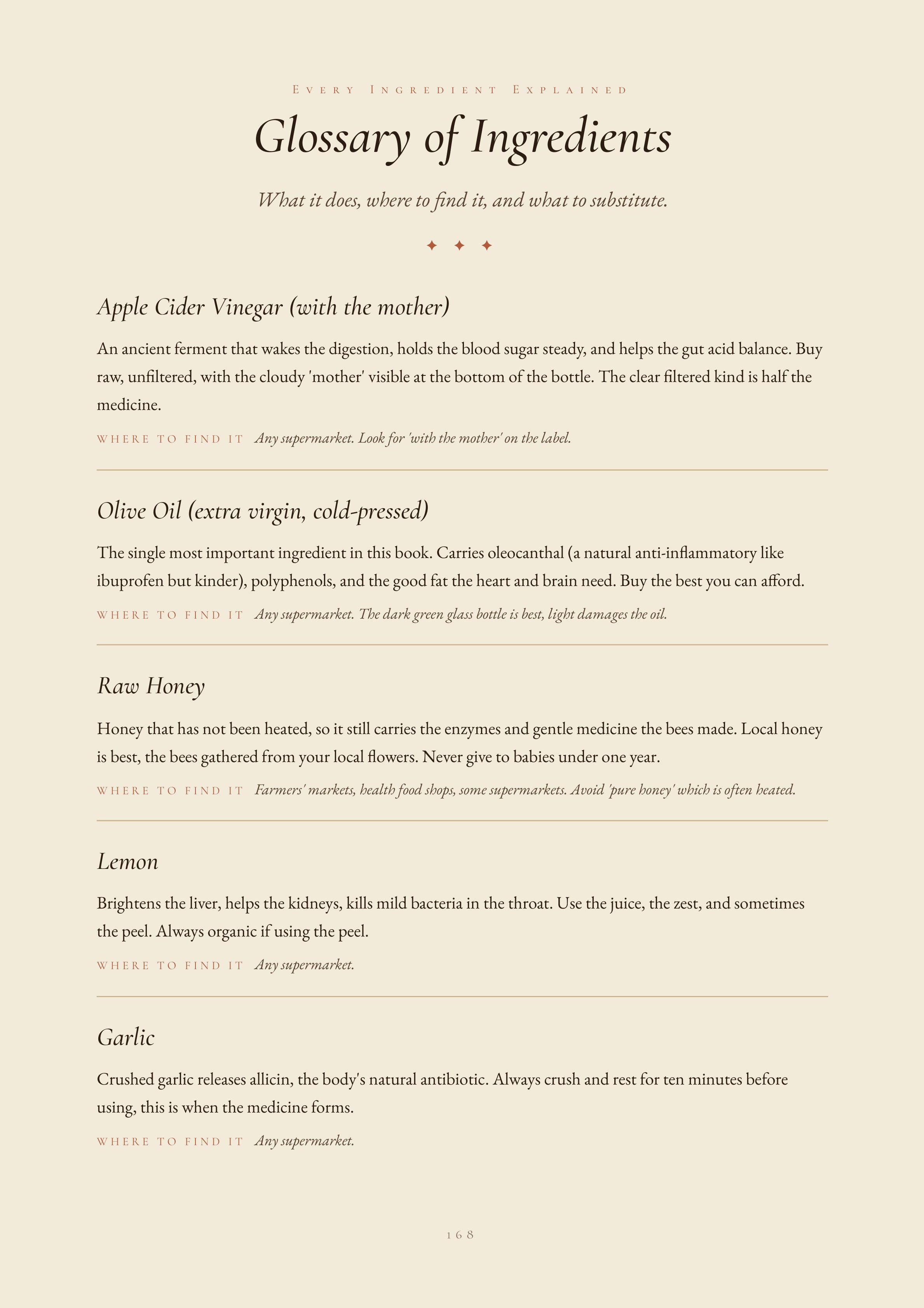 Sample page: Ingredient Glossary